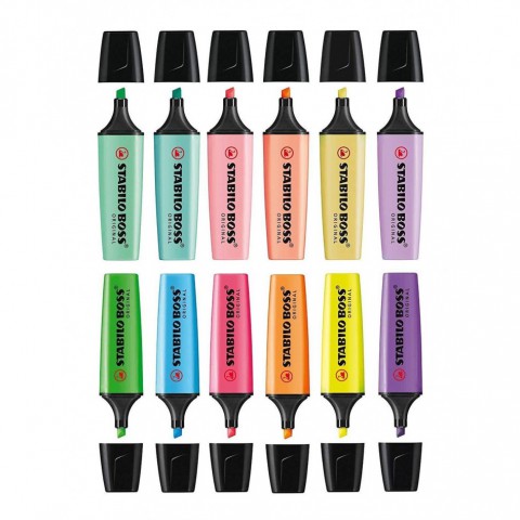 Stabilo Boss 12li 6 Renk Pastel 6 Renk Floresan Fosforlu İşaretleme Kalemi
